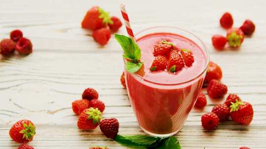 草莓果汁 草莓饮品  草莓奶昔 草莓拍摄
