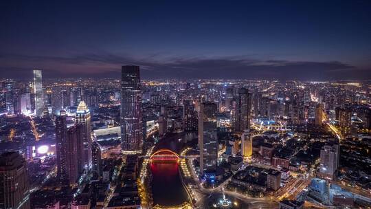 天津城市天际线夜景延时