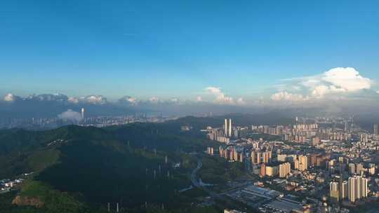 航拍塘朗山罗湖地标星河双子塔平安大厦