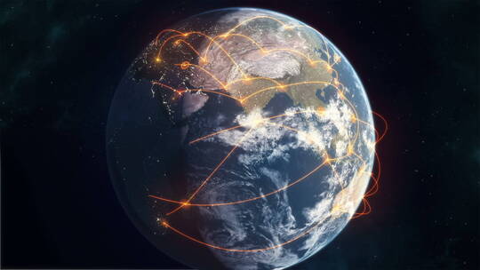 高科技地球位置地点连线动画高清视频素材