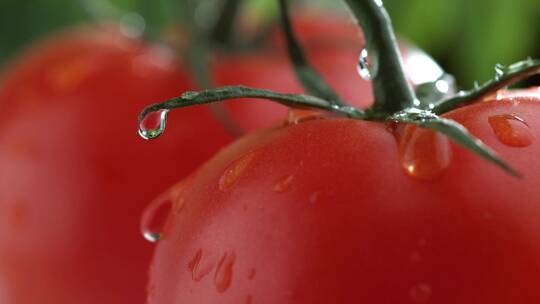 西红柿上滴落的水滴视频素材模板下载