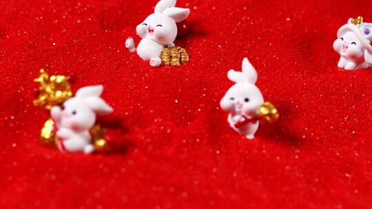 可爱喜庆兔子玩具视频素材模板下载
