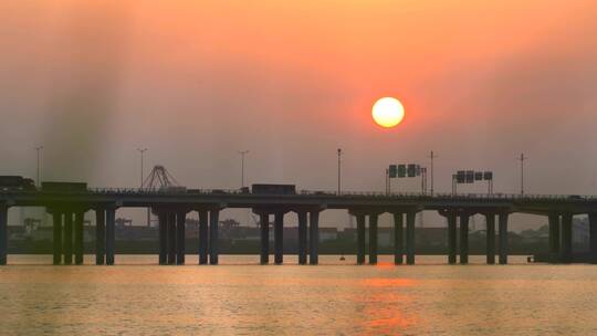 深圳前海日落广深沿江高速视频素材模板下载