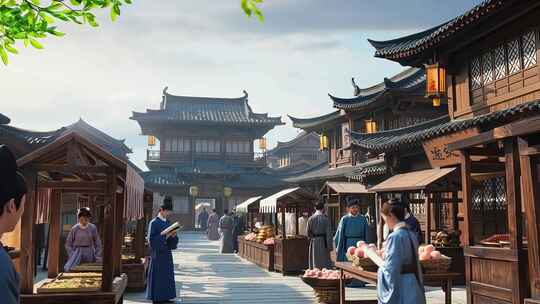 中国古代集市古代商业街唐朝明朝