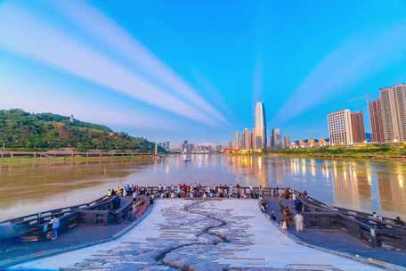 宜宾合江门三江口日转夜景延时摄影