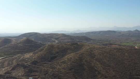 航拍 大棚 村庄 地 农田 高空 无人机飞行