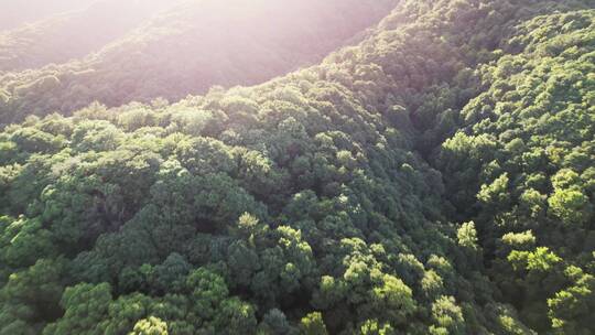 航拍夕阳下群山