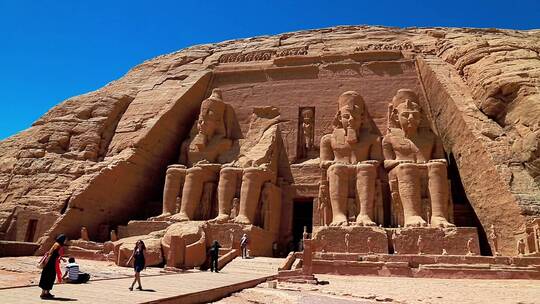 埃及神庙的巨型石雕视频素材模板下载