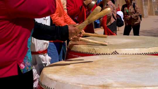 4K特色陕北民俗表演打锣鼓升格视频