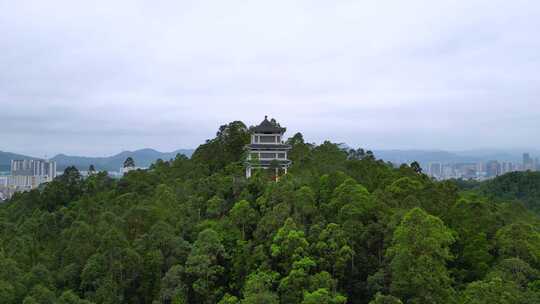 航拍深圳坪山燕子岭公园春晖阁