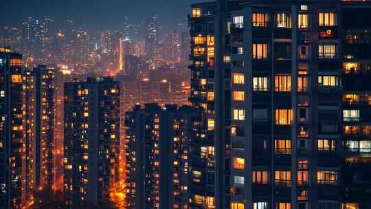 城市万家灯火夜景航拍视频