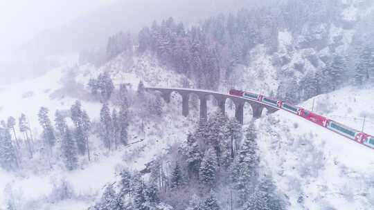 山林雪景列车