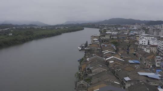 梅州市松口古镇航拍景观