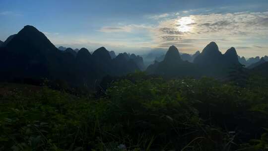 桂林山水日出风光延时拍摄