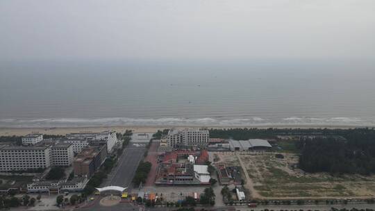 广东茂名中国第一滩景区航拍视频素材模板下载