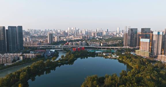 航拍成都冬季风景城市风光