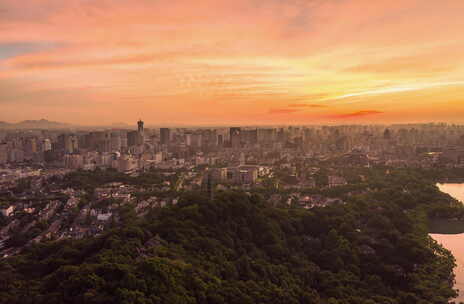 杭州宝石山日出延时航拍