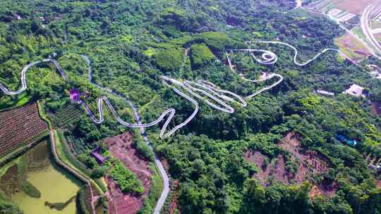 成都龙泉山城市森林公园高空栈道观景台航拍