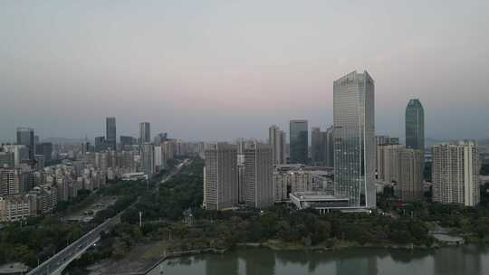 航拍惠州城市地标高楼惠州大景