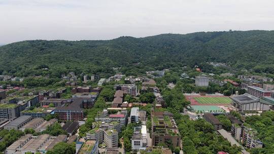 航拍湖南长沙岳麓山湘江大学城