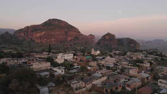 村庄，城镇，风景，悬崖