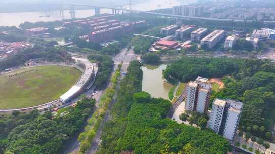 广州美术学院大学城校区航拍校园广东风景风