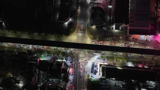 珠海前山立交桥夜景航拍视频素材模板下载