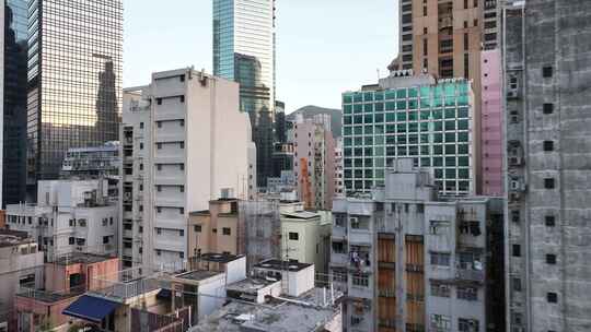 香港湾仔区清晨航拍