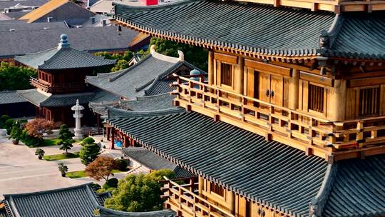 航拍上海宝山寺