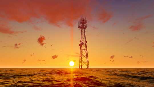 海上5G通讯塔延时视频素材模板下载