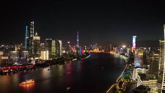 上海北外滩夜景航拍空镜