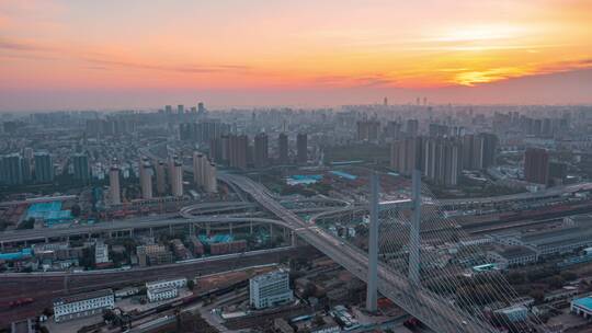 郑州农业路京沙快速路日落航拍延时摄影