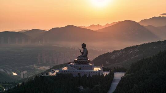 航拍烟台龙口南山大佛