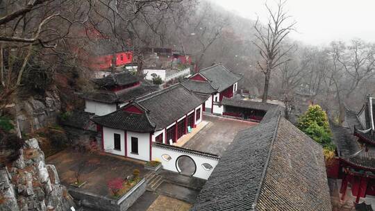 航拍安徽省滁州市琅琊山琅琊寺冬日雪景