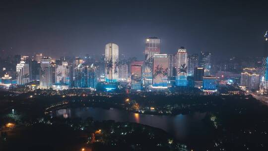 海口滨海大道夜景视频素材模板下载