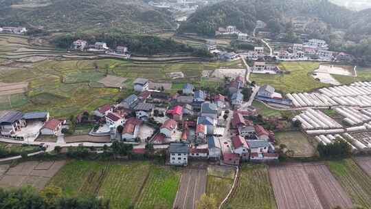 乡村田园农业种植大棚航拍