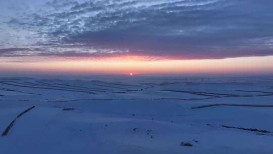 呼伦贝尔农垦垦区冬季雪景风光视频素材模板下载