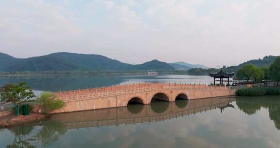 浙江省嘉兴海盐南北湖清晨航拍