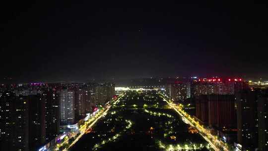 洛阳开元湖正大国际广场夜景航拍