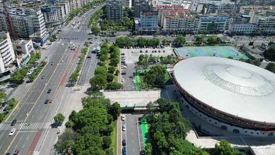 航拍江西宜春市体育广场