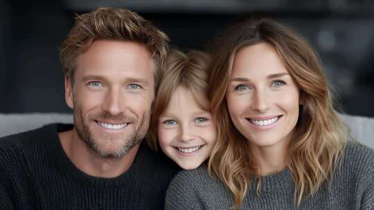 幸福家庭温馨合影展现美好生活