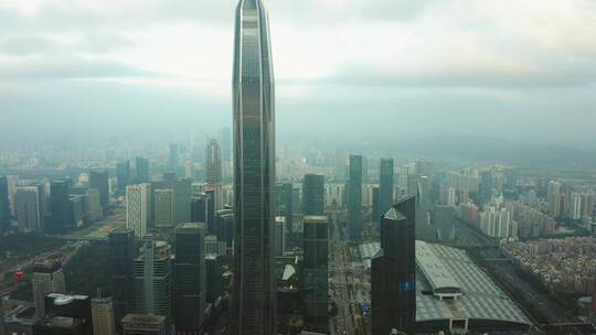 4k深圳平安金融中心城市风光航拍视频