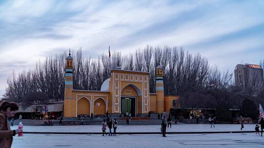 新疆喀什艾提尕尔清真寺大范围移动延时