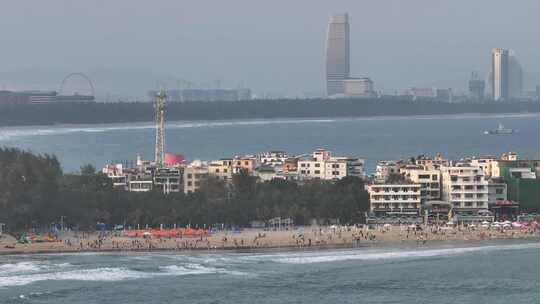 三亚皇后湾沙滩航拍