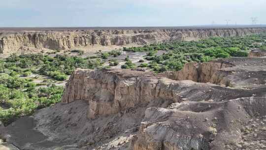 新疆克拉玛依白杨河大峡谷景区航拍自然风光