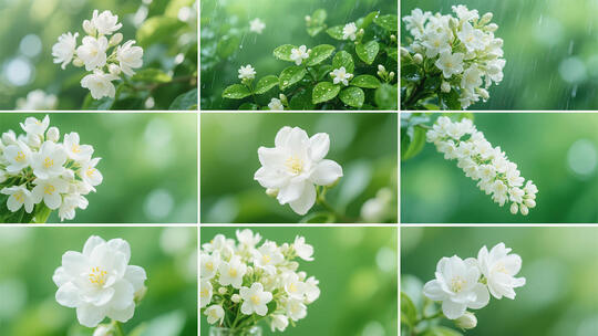 唯美茉莉花开花延时 雨后茉莉花清新唯美