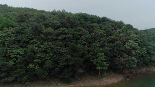 航拍浙江东阳游鱼水库横店湖湖泊岛屿森林