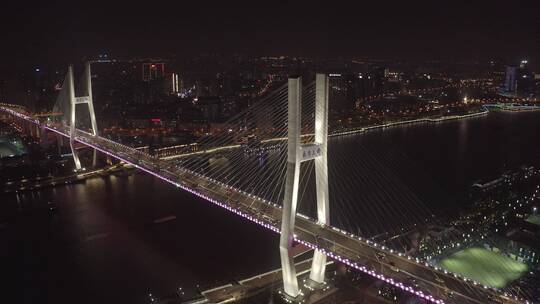 【4K-dlog】南浦大桥夜景交通实拍视频素材模板下载