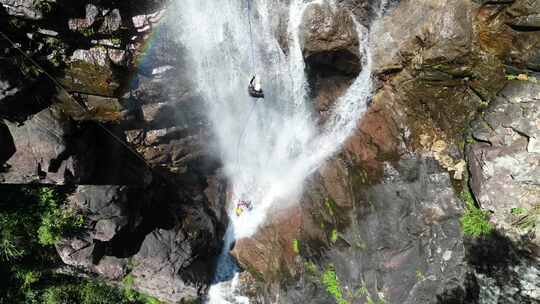 福州香山农场瀑布瀑降航拍一镜到底