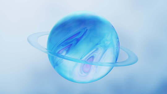 蓝色透明星球3D渲染
